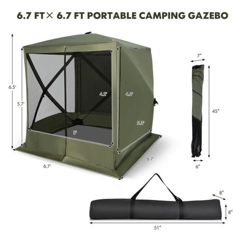Costway Canopies & Gazebos 6.7 x 6.7 Feet Pop Up Gazebo with Netting and Carry Bag by Costway 52487139