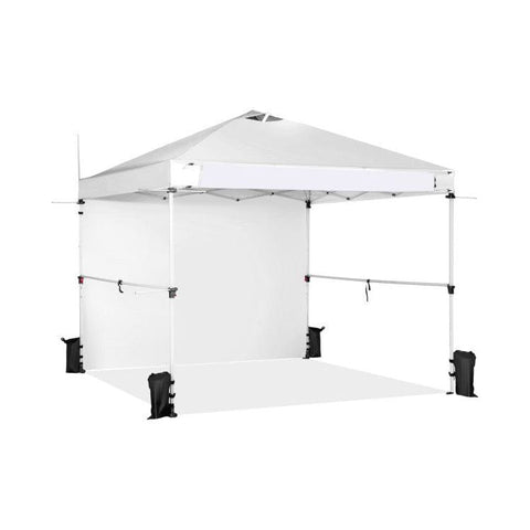 Costway Canopies & Gazebos White 10 x 10 Feet Foldable Commercial Pop-up Canopy with Roller Bag and Banner Strip by Costway 57326194-W 10 x 10 Feet Foldable Commercial Pop-up Canopy Roller Bag Banner Strip