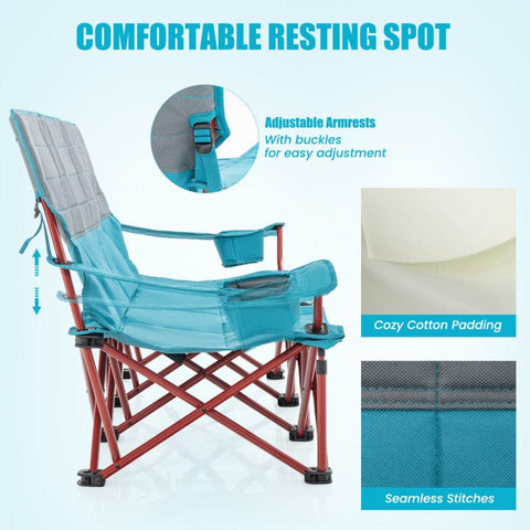 Costway Folding Chairs & Stools 3 Person Folding Camping Chair with 2 Cup Holders Cotton Padding & Storage Bag by Costway