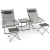 Image of Costway Folding Chairs & Stools 5-Piece Patio Sling Chair Set Folding Lounge Chairs with Footrests and Coffee Table by Costway 2 Pack 5-Position Outdoor Folding Backpack Beach Table Chair Costway