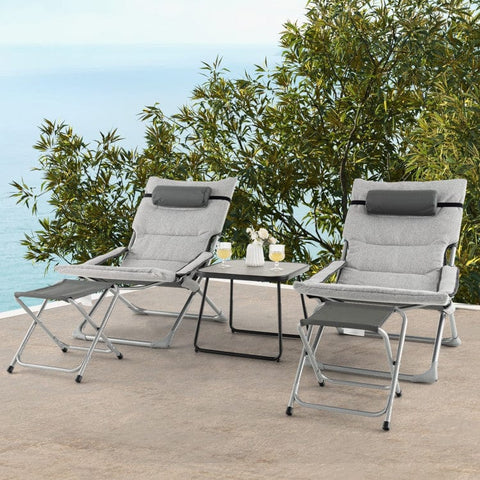 Costway Folding Chairs & Stools 5-Piece Patio Sling Chair Set Folding Lounge Chairs with Footrests and Coffee Table by Costway 48659317 5pc Patio Sling Chair Set Folding Lounge Chairs Footrests Coffee Table
