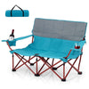 Image of Costway Folding Chairs & Stools Blue Oversized Camping Chair Folding Loveseat Camping Couch with Cup Holders & Thick Padding by Costway 75689314-blue