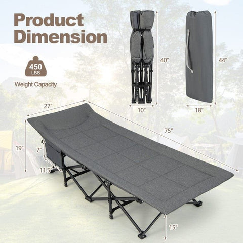Costway Folding Chairs & Stools Folding Camping Cot with Carry Bag Cushion and Headrest by Costway
