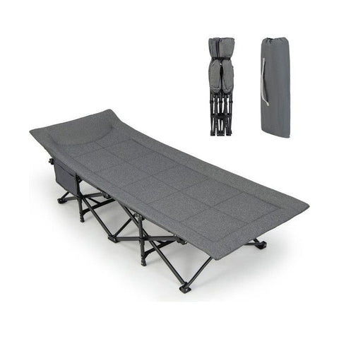 Costway Folding Chairs & Stools Gray Folding Camping Cot with Carry Bag Cushion and Headrest by Costway 89452731-G