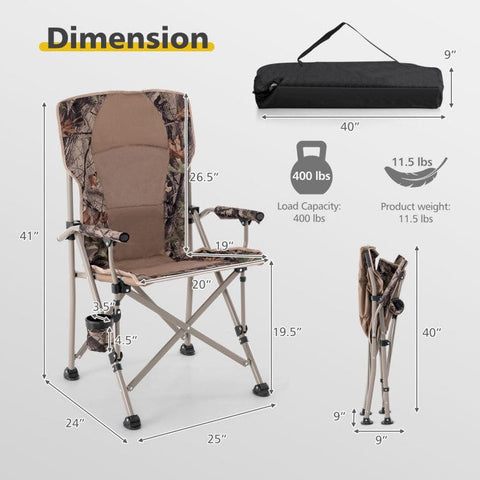 Costway Folding Chairs & Stools Portable Camping Chair with 400 LBS Metal Frame and Anti-Slip Feet by Costway 71249865 Portable Camping Chair 400 LBS Metal Frame Anti-Slip Feet by Costway