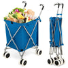 Image of costway Food Service Carts Blue Folding Shopping Utility Cart with Water-Resistant Removable Canvas Bag by Costway Folding Shopping Cart Water-Resistant Removable Canvas Bag Costway