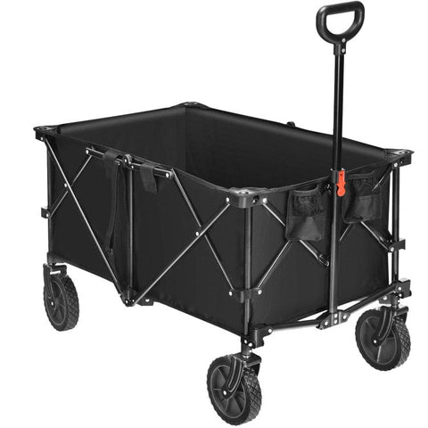 costway Food Service Carts Outdoor Folding Wagon Cart with Adjustable Handle and Universal Wheels by Costway Folding Shopping Cart Water-Resistant Removable Canvas Bag Costway
