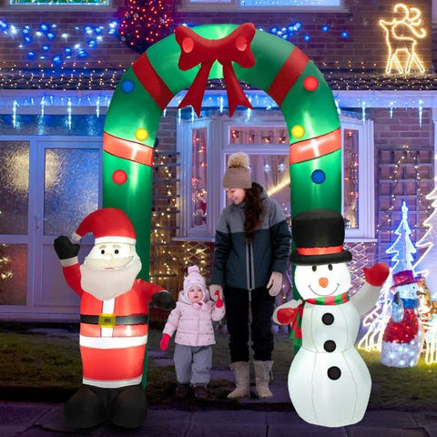 Costway Holiday Ornaments 8 Feet Christmas Inflatable Archway with Santa Claus and Snowman by Costway 32795814 8 Feet Christmas Inflatable Archway with Santa Claus and Snowman