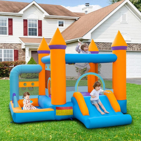Costway Inflatable Bouncers 5-in-1 Inflatable Bounce Castle with Ocean Balls and 735W Blower by Costway 65719832 5-in-1 Inflatable Bounce Castle Ocean Balls and 735W Blower Costway