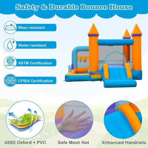 Costway Inflatable Bouncers 5-in-1 Inflatable Bounce Castle with Ocean Balls and 735W Blower by Costway 7 in 1 Inflatable Water Slide Park by Costway SKU# 71962345