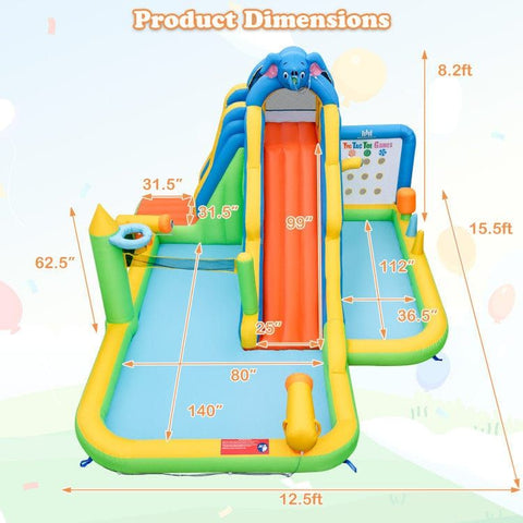 Costway Inflatable Bouncers Inflatable Water Slide with Splash Pool and Climbing Wall for Oudoor Indoor by Costway