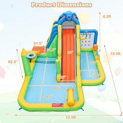 Inflatable Water Slide with Splash Pool and Climbing Wall for Outdoor Indoor by Costway