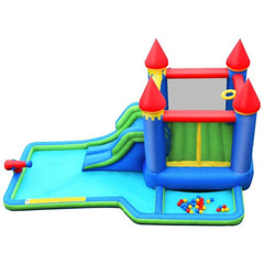 Inflatable Bounce House Castle Water Slide with Climbing Wall by Costway