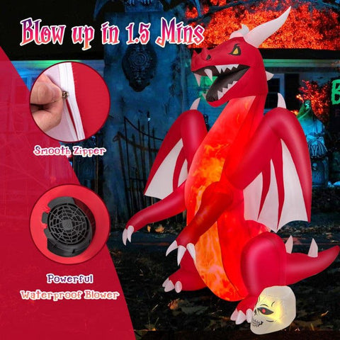 Costway Inflatable Party Decorations 8 Feet Halloween Inflatables Blow-up Red Dragon with Wings Skull by Costway 17536428 8 Feet Halloween Inflatables Blow-up Red Dragon with Wings Skull