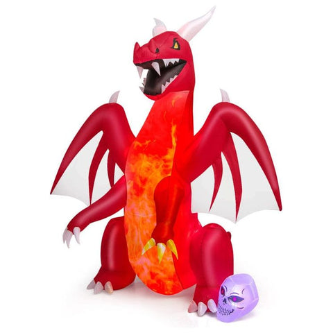 Costway Inflatable Party Decorations 8 Feet Halloween Inflatables Blow-up Red Dragon with Wings Skull by Costway 17536428 8 Feet Halloween Inflatables Blow-up Red Dragon with Wings Skull