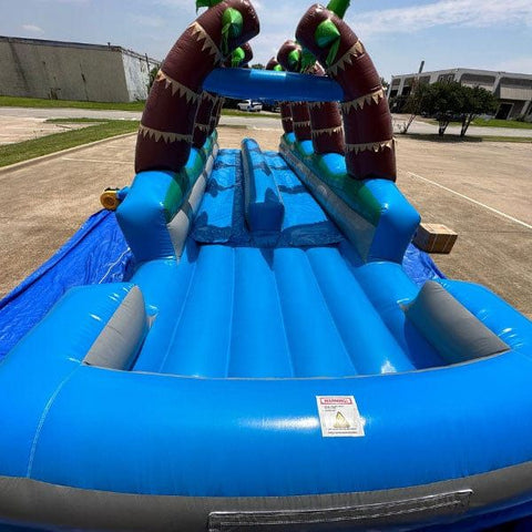 Eagle Bounce Inflatable Bouncers 10'H Dual Lane Palm Tree Slip n Splash by Eagle Bounce