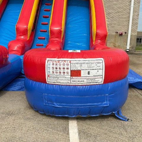 Eagle Bounce Inflatable Bouncers 15'H Dual Lane Ren n Blue Slide by Eagle Bounce