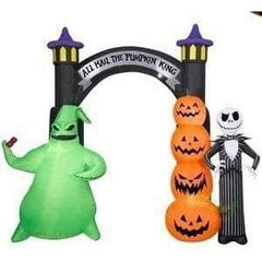 Gemmy Inflatables Christmas Inflatables 10' Jack Skellington and Oogie Boogie Archway w/ Pumpkins by Gemmy Inflatables 229005 10' Jack Skellington Oogie Boogie Archway Pumpkins  Gemmy Inflatables