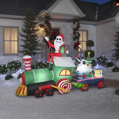 10' Jack Skellington on Christmas Train w/ Zero by Gemmy Inflatables