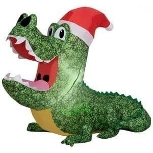 Gemmy Inflatables Christmas Inflatables 3.5'H Christmas Alligator w/ Santa Hat by Gemmy  Inflatable 3 1/2' Christmas Monkey w/ Santa Hat & Scarf by Gemmy  Inflatable
