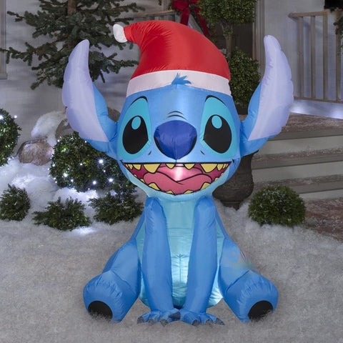 Gemmy Inflatables Christmas Inflatables 4.5' Disney's Stitch w/ Santa Hat by Gemmy Inflatables 881018