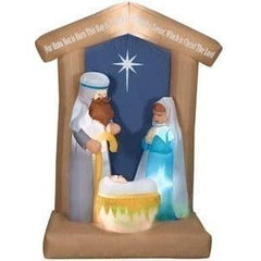 Gemmy Inflatables Christmas Inflatables 6 1/2' Christmas Nativity Scene w/ Stable by Gemmy Inflatable 6 1/2' Gemmy Christmas Snowy Stary Night Nativity Scene Donkey & Sheep