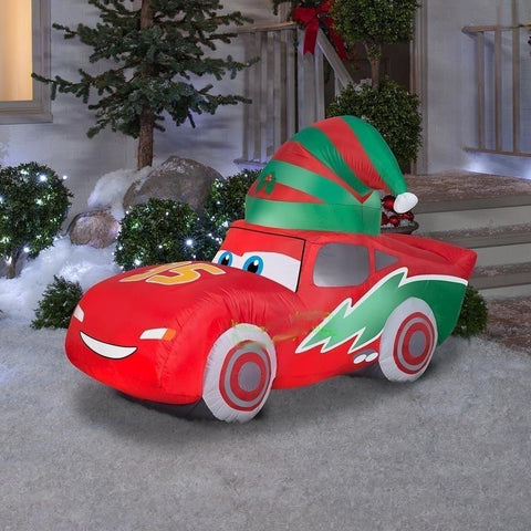 Gemmy Inflatables Christmas Inflatables 6' Disney's Lightning McQueen w/ Christmas Stocking Cap by Gemmy Inflatables