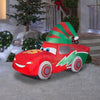 Image of Gemmy Inflatables Christmas Inflatables 6' Disney's Lightning McQueen w/ Christmas Stocking Cap by Gemmy Inflatables