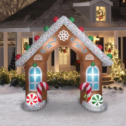 Gemmy Inflatables Christmas Inflatables 9'H Airblown Christmas Gingerbread Archway by Gemmy Inflatable 880683