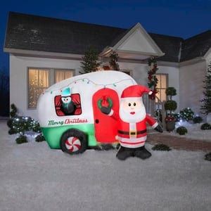 Gemmy Inflatables Christmas Inflatables 9' Merry RV Camper Scene w/ Santa and Penguin by Gemmy Inflatables 882516