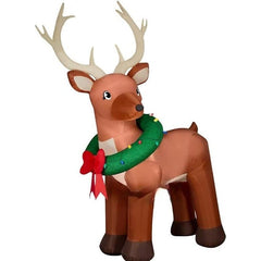 Gemmy Inflatables Inflatable Party Decorations 10.5' Mixed Media Giant Reindeer w/ Wreath by Gemmy Inflatables 881796 - 306418