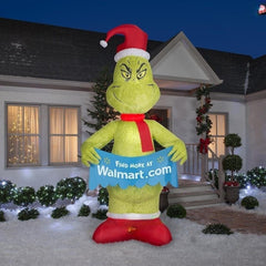 10'H Dr. Seuss Grinch w/ Banner by Gemmy Inflatables