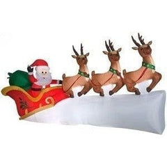 Gemmy Inflatables Inflatable Party Decorations 11' Santa in Sleigh w/ Flying Reindeer Scene by Gemmy Inflatables 11' Santa Sleigh w/ Clydesdale Horse, Chicken, and Christmas Tree 