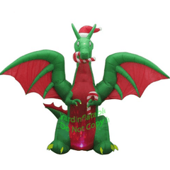 Gemmy Inflatables Inflatable Party Decorations 12' ANIMATED Kaleidoscope Green & Red Dragon Wearing Santa Hat by Gemmy Inflatables 111187 12' ANIMATED Kaleidoscope Green & Red Dragon Wearing Santa Hat