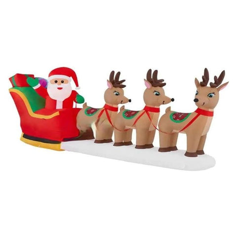 Gemmy Inflatables Inflatable Party Decorations 12' Christmas Santa In Sleigh w/ Reindeer by Gemmy Inflatables 80053