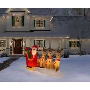 Gemmy Inflatables Inflatable Party Decorations 12' Christmas Santa In Sleigh w/ Reindeer by Gemmy Inflatables 80053