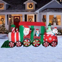 12' Santa Claus Christmas Candy Train w/ Penguin and Polar Bear by Gemmy Inflatables