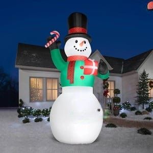 Gemmy Inflatables Inflatable Party Decorations 20' Inflatable Christmas Colossal Snowman w/ Gift & Candy Cane by Gemmy Inflatables 882600 20' Christmas Colossal Snowman Gift Candy Cane Gemmy Inflatables