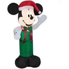 Gemmy Inflatables Inflatable Party Decorations 3 1/2' Disney Mickey Mouse Wearing Santa Hat Holding Present by Gemmy Inflatables