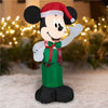 Image of Gemmy Inflatables Inflatable Party Decorations 3 1/2' Disney Mickey Mouse Wearing Santa Hat Holding Present by Gemmy Inflatables 114355