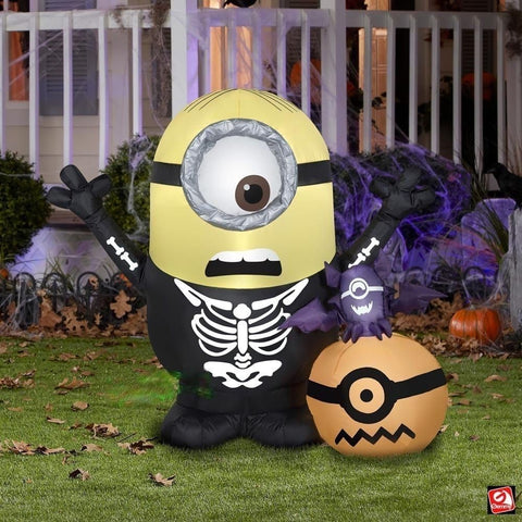 Gemmy Inflatables Inflatable Party Decorations 3 1/2'  Minion Skeleton Pumpkin Scene by Gemmy Inflatables