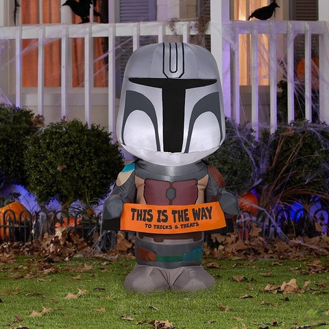 Gemmy Inflatables Inflatable Party Decorations 3 1/2' Star War's The Mandalorian w/ Halloween Banner by Gemmy Inflatable 228687