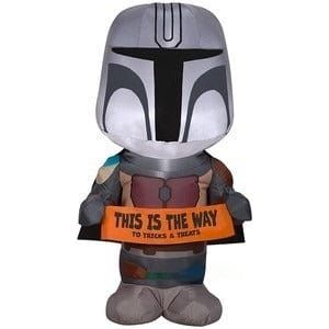 Gemmy Inflatables Inflatable Party Decorations 3 1/2' Star War's The Mandalorian w/ Halloween Banner by Gemmy Inflatable
