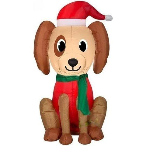 Gemmy Inflatables Inflatable Party Decorations 3.5'H Christmas Sitting Dog w/ Santa Hat by Gemmy Inflatable 115265