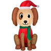 Image of Gemmy Inflatables Inflatable Party Decorations 3.5'H Christmas Sitting Dog w/ Santa Hat by Gemmy Inflatable 115265
