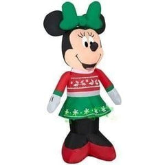 Gemmy Inflatables Inflatable Party Decorations 3.5'H Minnie Mouse in Christmas Holiday Outfit by Gemmy Inflatables 781880246756 118707 3 1/2' Disney Minnie Mouse Christmas Holiday Outfit Gemmy Inflatables