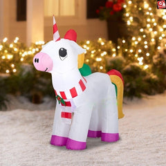3.5' Christmas Unicorn w/ Scarf by Gemmy Inflatables
