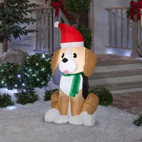 Gemmy Inflatables Inflatable Party Decorations 3  ½' Christmas Beagle Wearing A Santa Hat by Gemmy Inflatables 117259