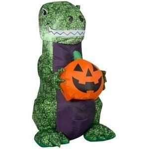 Gemmy Inflatables Inflatable Party Decorations 3'H Halloween T-Rex w/ Jack O Lantern by Gemmy Inflatables 7' T-Rex Biting Pumpkin Jack-O-Lantern by Gemmy Inflatables SKU# Y2228