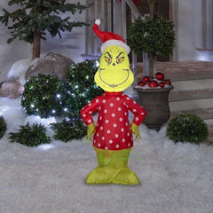 4' Christmas Grinch In Red Polka Dot Sweater by Gemmy Inflatables
